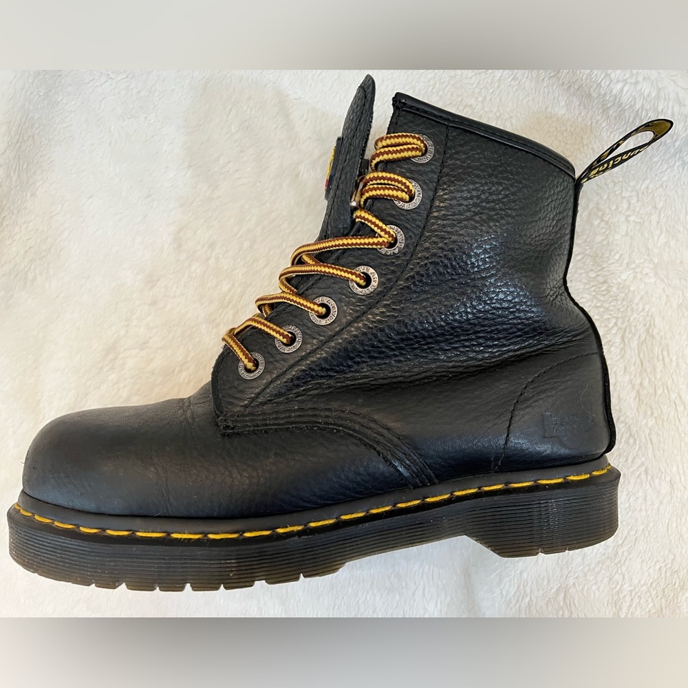 Dr. Martens Industrial Steel Toe Boots - Black Leather - Men 7 / Women 8 - Picture 12 of 15
